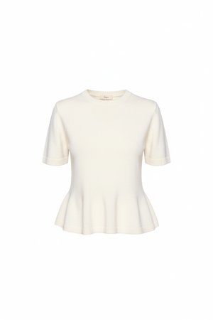 Prążkowany dzianinowy top z krótkim rękawem