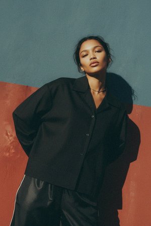 Czarna koszula z kołnierzykiem Camp Collar o luźnym kroju