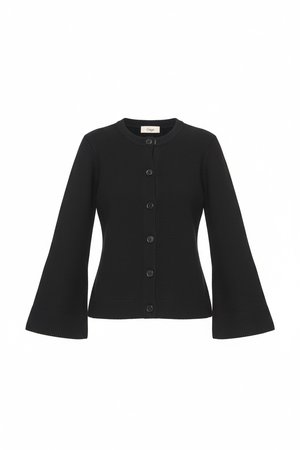 Kardigan z prążkowanej dzianiny z rękawami dzwonkowymi