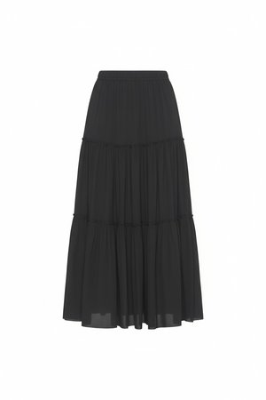 Tiered Black Maxi Skirt