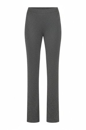 Srebrne, brokatowe, dzianinowe spodnie z prostymi nogawkami